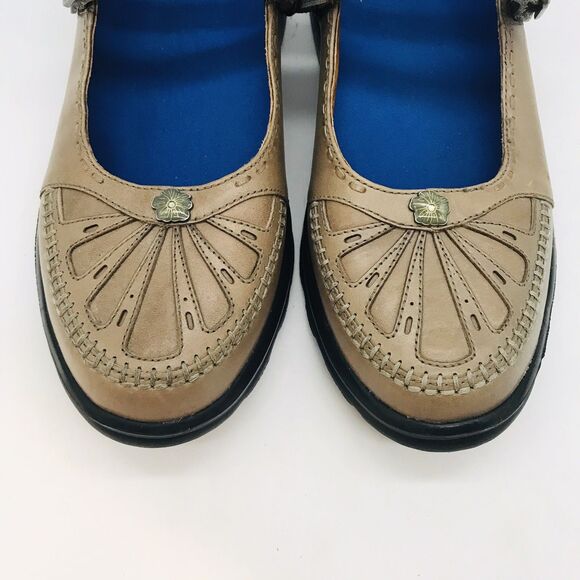 Dr. Comfort Paradise Tan Leather Mary Janes Women's 9M Hook & Loop Strap Shoes - Picture 2 of 13